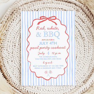Red White und GRILLEN 4. Juli Party Einladung