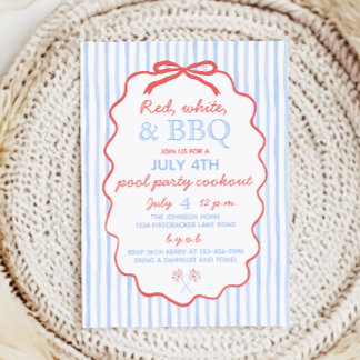 Red White und GRILLEN 4. Juli Party Einladung