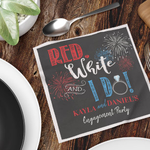 Red White und I Do Engagement Party Serviette