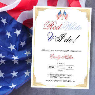 Red White und I Do USA Patriotic Brautparty Einladung