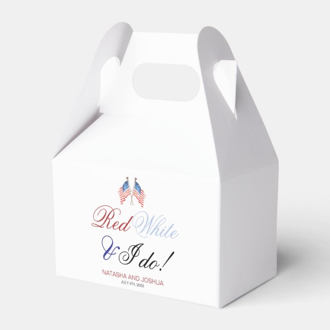 Red White und I Do USA Patriotic Wedding Geschenkschachtel (Vorderseite)