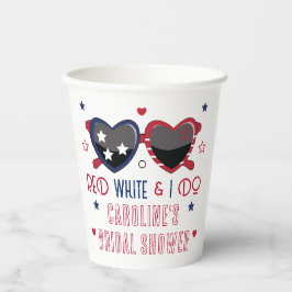 Red White und ich machen Herz Sonnenbrillen Brautp Pappbecher