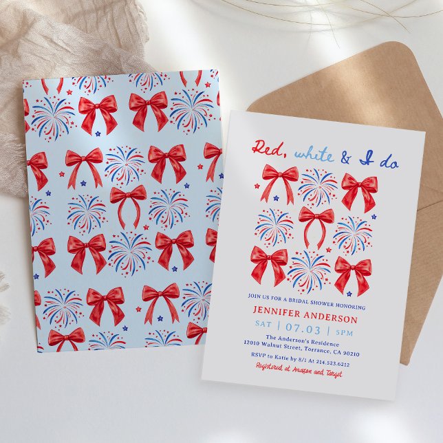 Red White und ich tun 4. Juli Brautparty Einladung (Von Creator hochgeladen)
