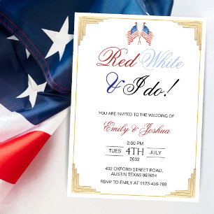 Red White und ich tun 4. Juli Patriotische Hochzei Einladung