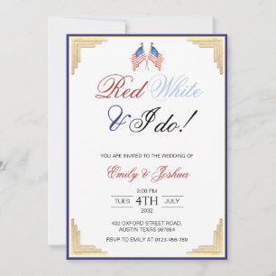Red White und ich tun American Patriotic Wedding Einladung