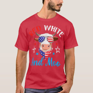 Red White und Moo 4. Juli Kuh USA Flag Bauer T-Shirt