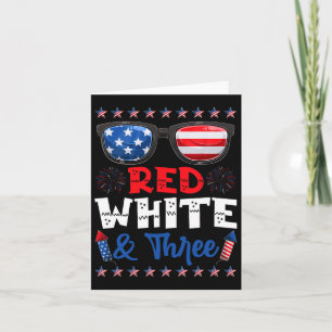 Red White und Three 3. Geburtstag US-amerikanische Karte