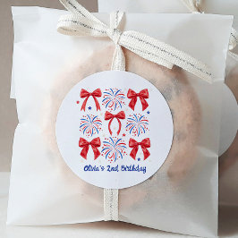 Red White und Two July Girl 2. Geburtstag Runder Aufkleber