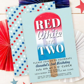 Red White und Two Popsights, 4. Juli Kindergeburts Einladung