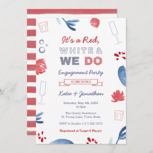 Red White und wir machen Co-ed Shower Engagement P Einladung