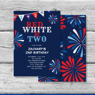 Red White und ZWEI 2. Geburtstag Einladung