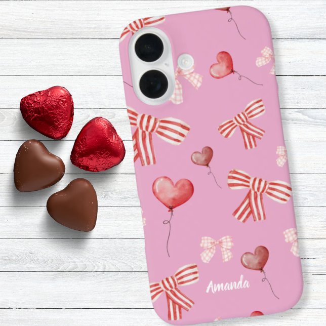 Red White Valentine Bows and Heart Balloons Case-Mate iPhone Hülle (Von Creator hochgeladen)