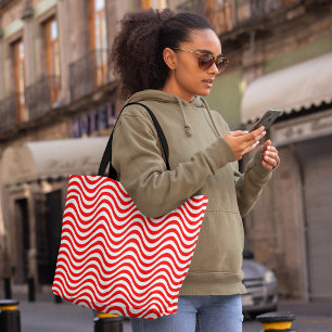 Red White Wavy Stripes Psychedelic Hypnotic