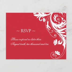 Red & White Wedding Repair Cards RSVP Karte