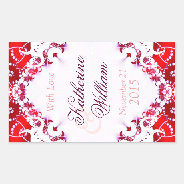 Red+White Wedding Wine 4,5 x 2,7 in Stickers (Vorderseite)