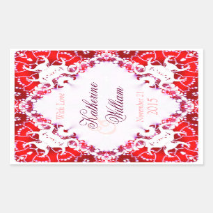 Red+White Wedding Wine 4,5 x 2,7 in Stickers