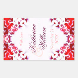 Red+White Wedding Wine 4,5 x 2,7 in Stickers