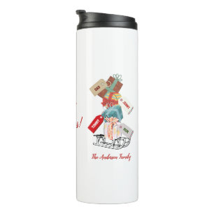 Red White Weihnachtsschnee Vintag Niedlich Thermosbecher