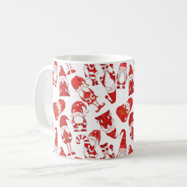 Red & White Whimsical Christmas Gnome Pattern Kaffeetasse