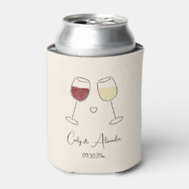 Red White Wine Glass Cheers Wedding Verlobung Dosenkühler