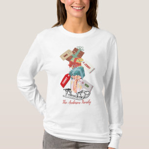 Red White Winter Schlitten Niedlich Moderne Weihna T-Shirt