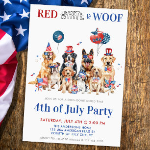 Red White & Woof Funny Patriotic Hunde 4. Juli Einladung
