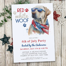 Red White Woof Patriotic Labrador Hund 4. Juli Einladung