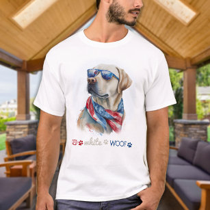 Red White Woof Patriotic Labrador Hund 4. Juli T-Shirt