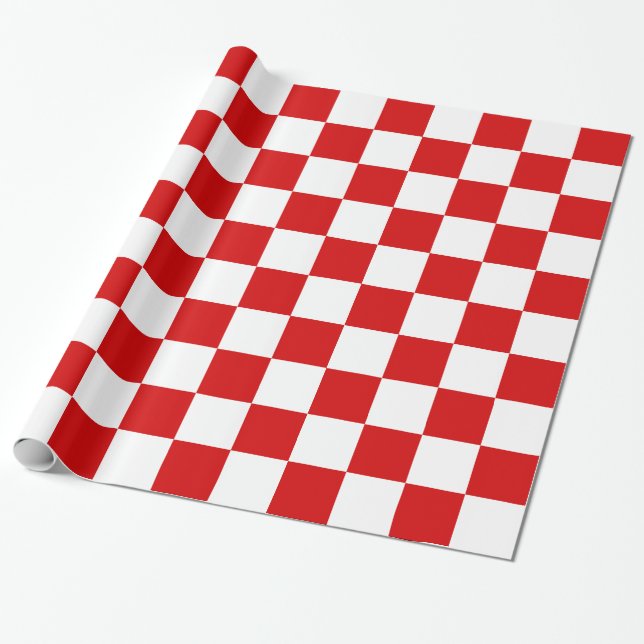 Red White XL Schachbrett Board Muster Geschenkpapier (Ungerollt)