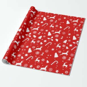 Red White Xmas festes geometrisches Wintermuster Geschenkpapier