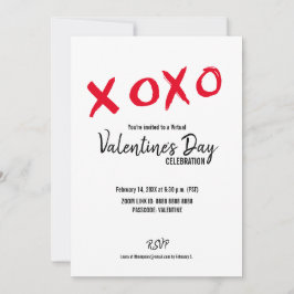 Red White XOXO Virtual Valentine Day Party Einladung