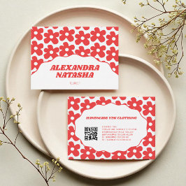 Red White Y2K Blume Handmade Bekleidung Visitenkarte