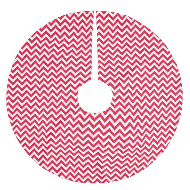 Red & White Zickzack - Weihnachtsbaumrock Polyester Weihnachtsbaumdecke (Vorderseite)
