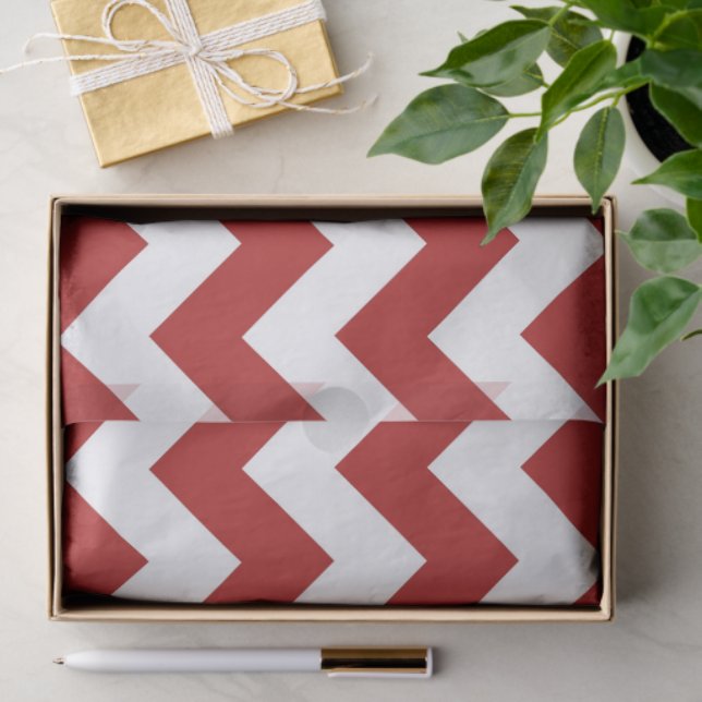 Red White Zigzag Tissue Paper Seidenpapier (Geschenk)