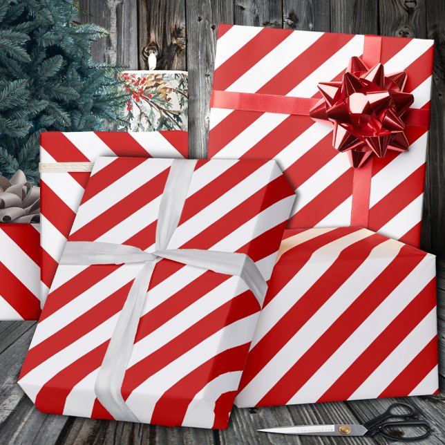 Red Wide Strip Holiday Geschenkpapier (Red Wide Stripe Holiday Wrapping Paperin 6 and 15 foot 30 Inch Width Rolls.)