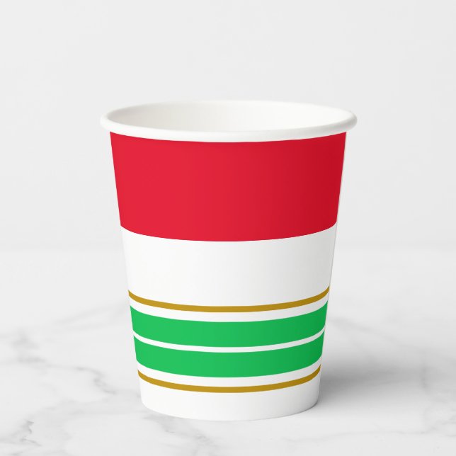 Red Wide Top Lime Green Bottom Racing Streifen Pappbecher (Rückseite)