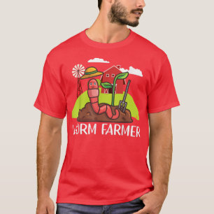 Red Wiggler Worm Composting Fun, Farmer  T-Shirt
