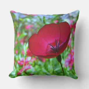 Red Wild Blume Outdoor Accent Pillow Kissen