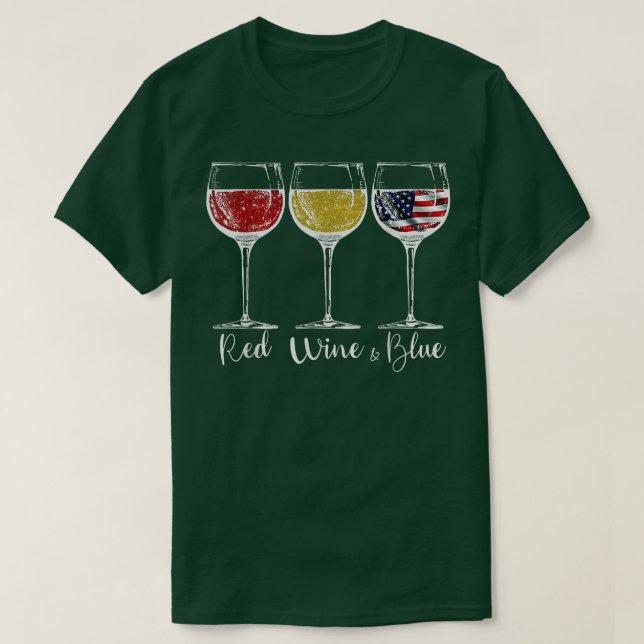 Red Wine and Blue Glasses, USA Staaten Fl. T-Shirt (Design vorne)
