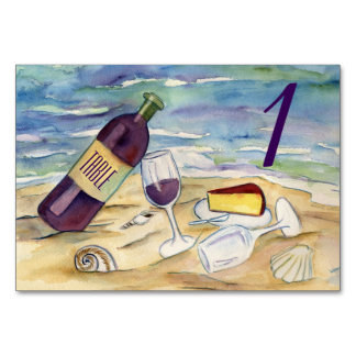 Red Wine Beach Party Custom Number Table Cards Tischnummer