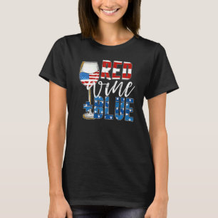 Red Wine Blue American Wine Patriotic 4. Juli T-Shirt