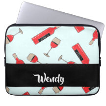 Red wine bottles and glasses pattern