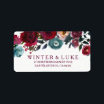 Red Wine Burgundy Floral Wedding Address Label Adressaufkleber<br><div class="desc">Red Wine Burgund Blumenbezug Label - Kann Text und Farbe ändern,  wie Sie möchten. Handgemalte Blume für Wasserfarbensagen und Blumenmuster für Textsammlung Siehe unseren Nest- und Nestladen für die passende Kollektion</div>