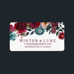 Red Wine Burgundy Floral Wedding Address Label Adressaufkleber<br><div class="desc">Red Wine Burgund Blumenbezug Label - Kann Text und Farbe ändern,  wie Sie möchten. Handgemalte Blume für Wasserfarbensagen und Blumenmuster für Textsammlung Siehe unseren Nest- und Nestladen für die passende Kollektion</div>