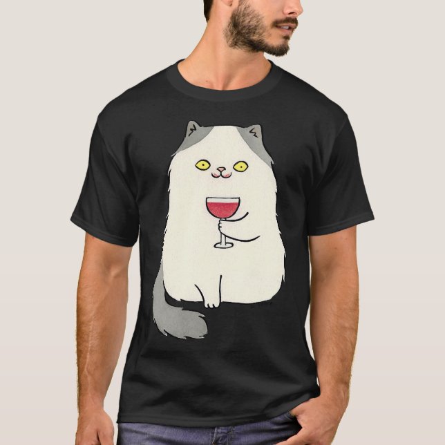 Red Wine Cat Cat Owner T-Shirt (Vorderseite)