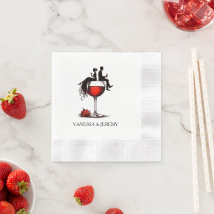 Red Wine Couple Serviette