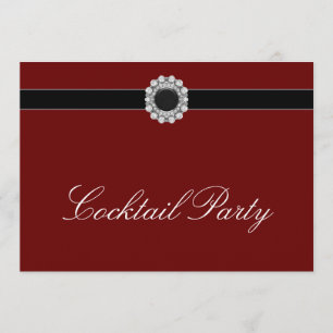 Red Wine Diamond Red Black Cocktail Party Einladung