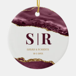 Red Wine Geode Agate Paare Mit Monogramm Weihnacht Keramik Ornament