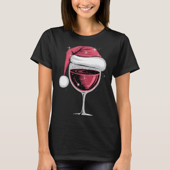 Red Wine Gl Christmas Funny Christmas Xmas  T-Shirt (Vorderseite)