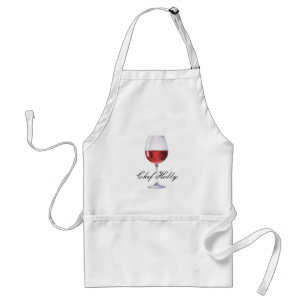 Red Wine Glass Themed Leiter Name Adult Apron Schürze